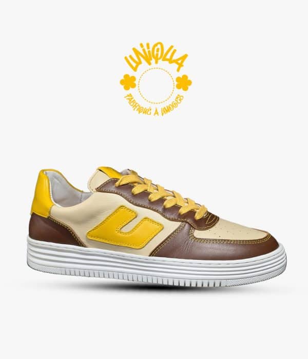 Basket Verdurier Veau Marron / Beige / Moutarde