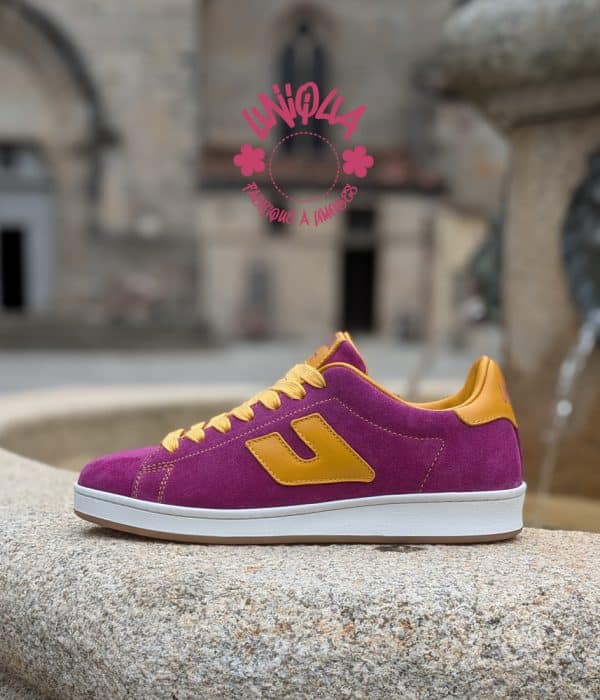 Basket Etienne Velours Framboise Moutarde