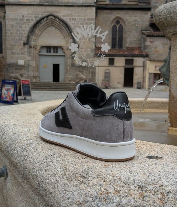 Basket Etienne Velours Gris Noir