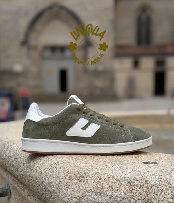 Basket Etienne Velours Kaki / Blanc