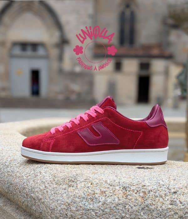 Basket Etienne Velours Rouge / Grenat