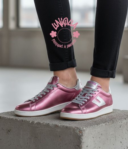 Basket ETIENNE Métallisé Grainé Fuchsia Made in France